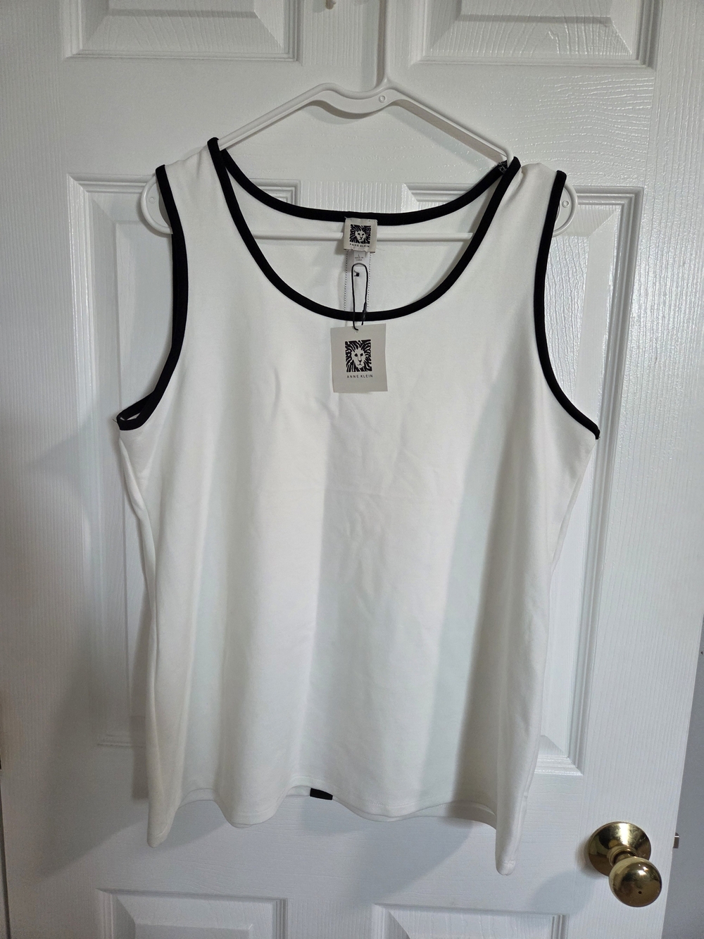Anne Klein White Tank Top with Black Trim